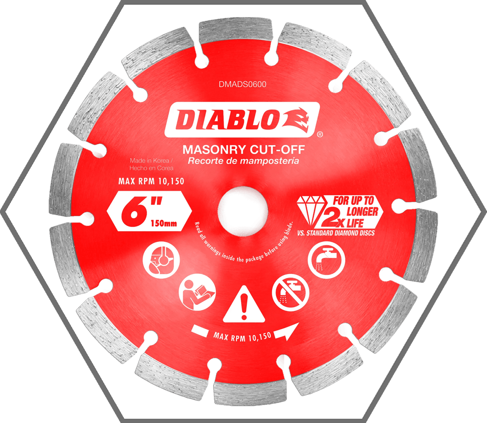 6" Diamond Segmented Cut-Off Discs for Masonry