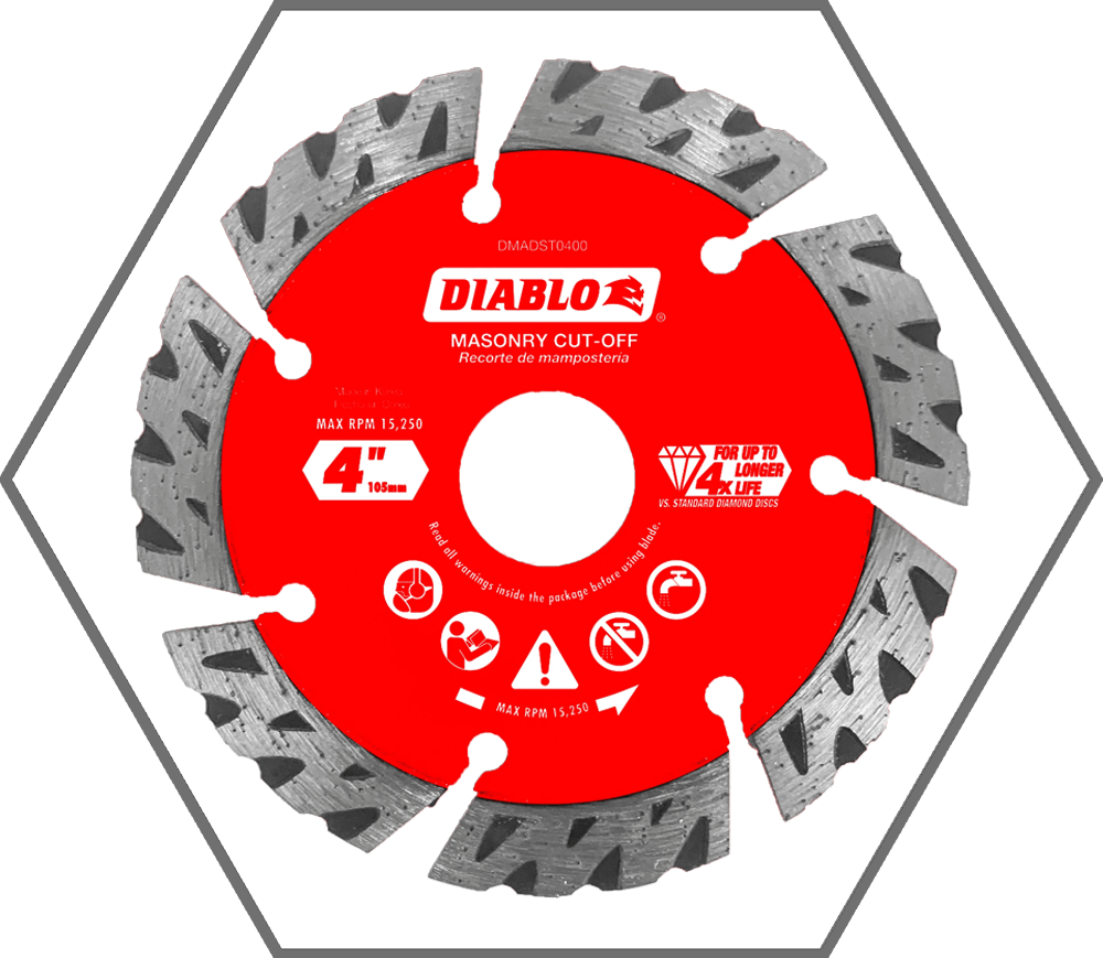 4" Diamond Segmented Turbo Cut-Off Discs for Masonry