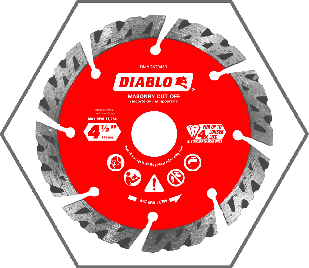 4-1/2" Diamond Segmented Turbo Cut-Off Discs for Masonry