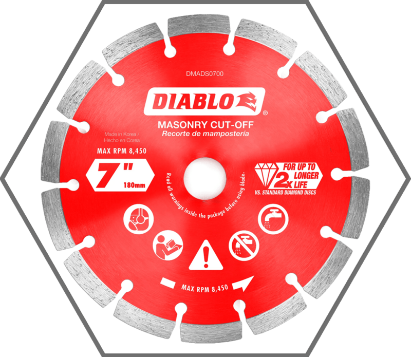7" Diamond Segmented Cut-Off Discs for Masonry