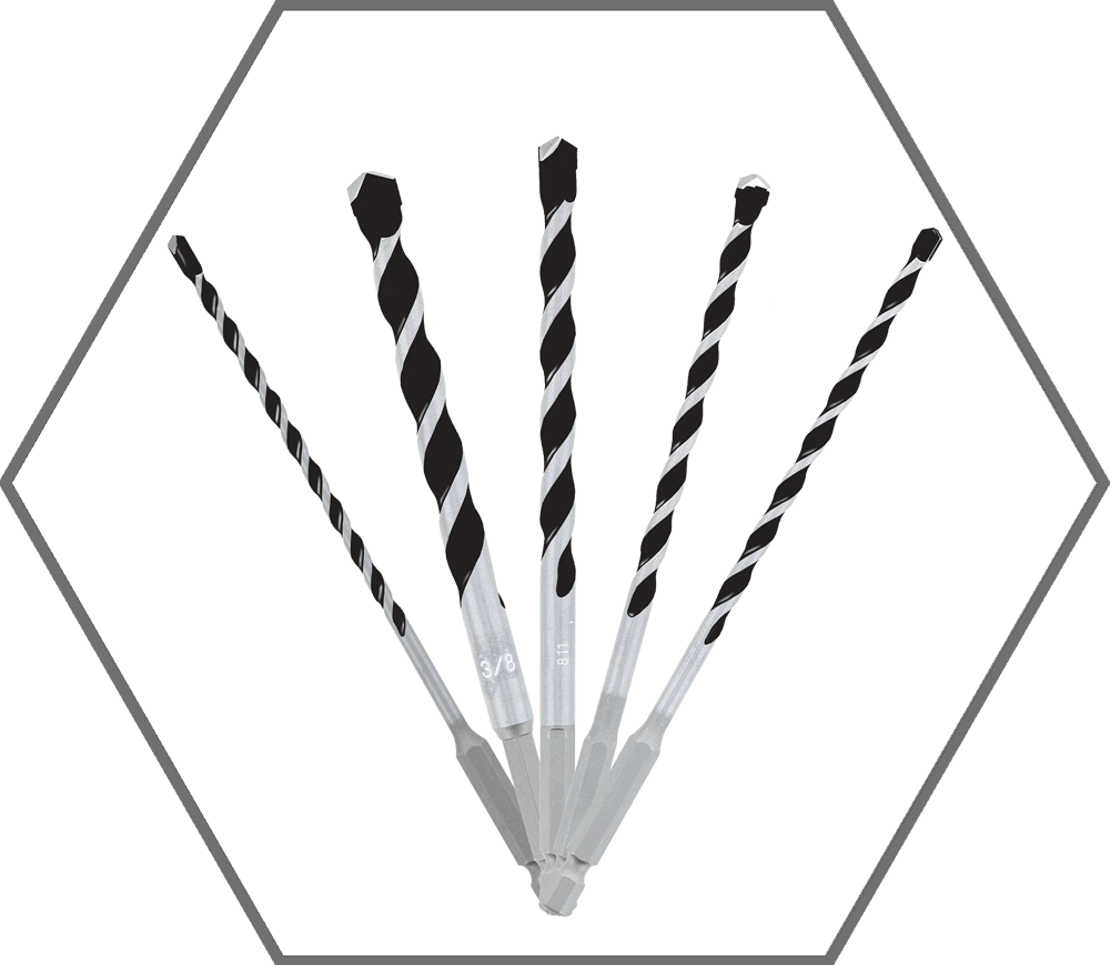 Multi-Material Carbide Tipped Hammer Drill Bit Set (5-Piece)