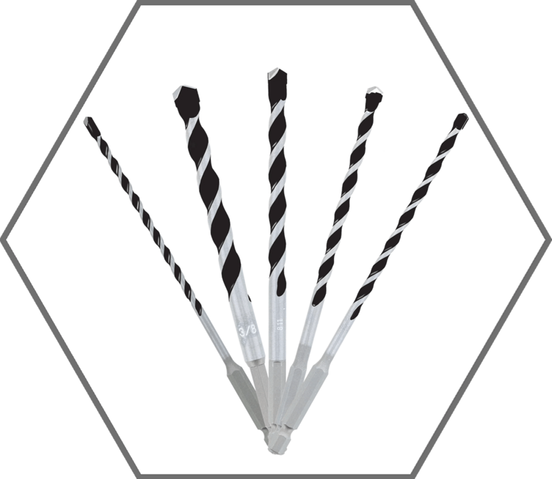 Multi-Material Carbide Tipped Hammer Drill Bit Set (5-Piece)