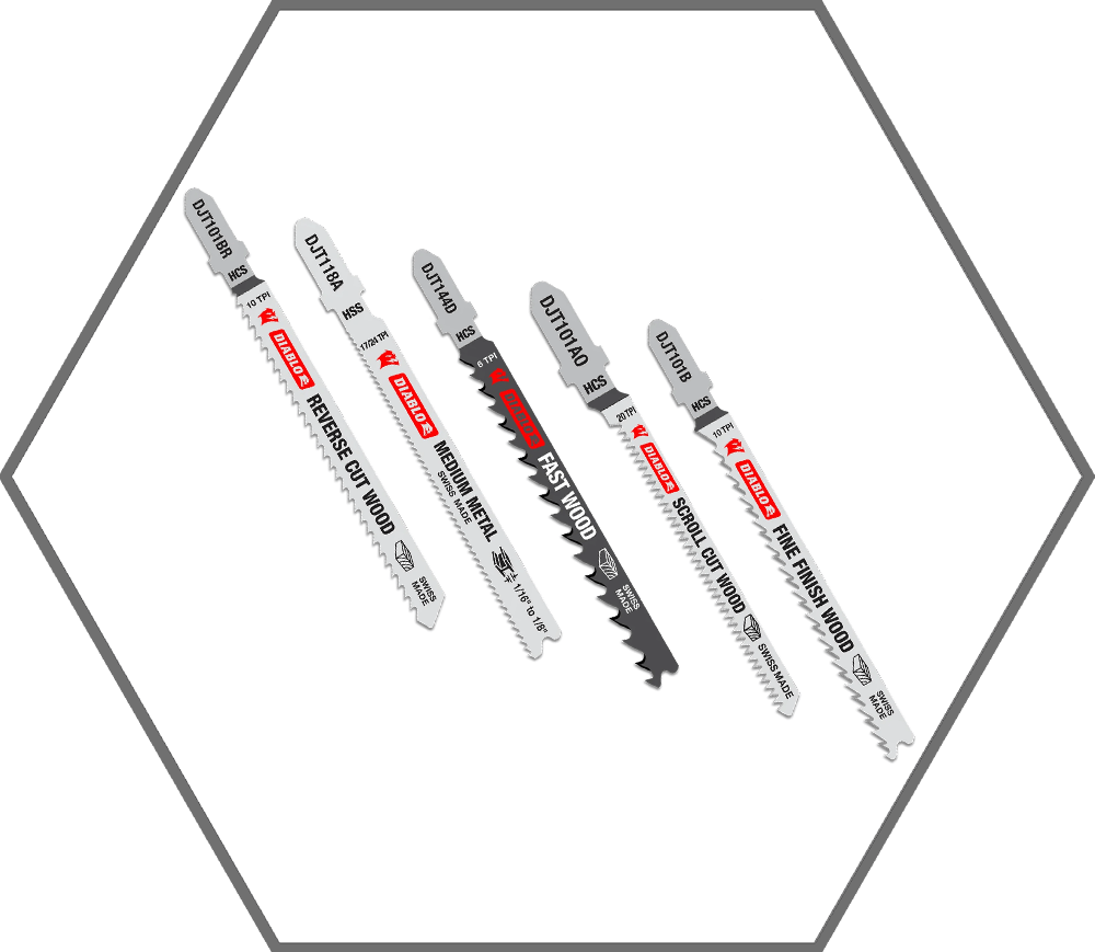High Carbon Steel/High Speed Steel T-Shank Jig Saw Blade Set for Wood & Metal (5-Pack)