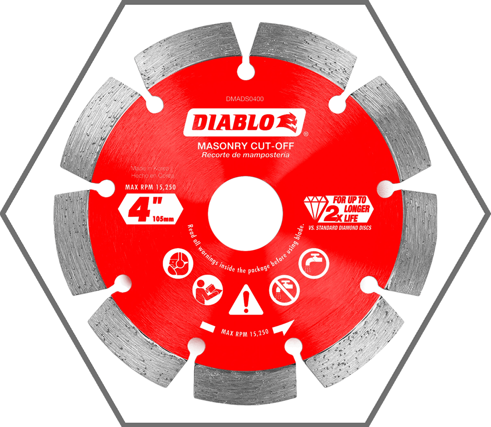 4" Diamond Segmented Cut-Off Discs for Masonry