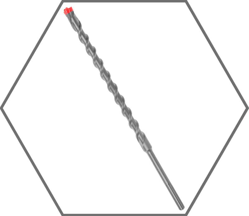 13/16" x 16" x 21" Rebar Demon SDS-Max 4-Cutter Full Carbide Head Hammer Drill Bit