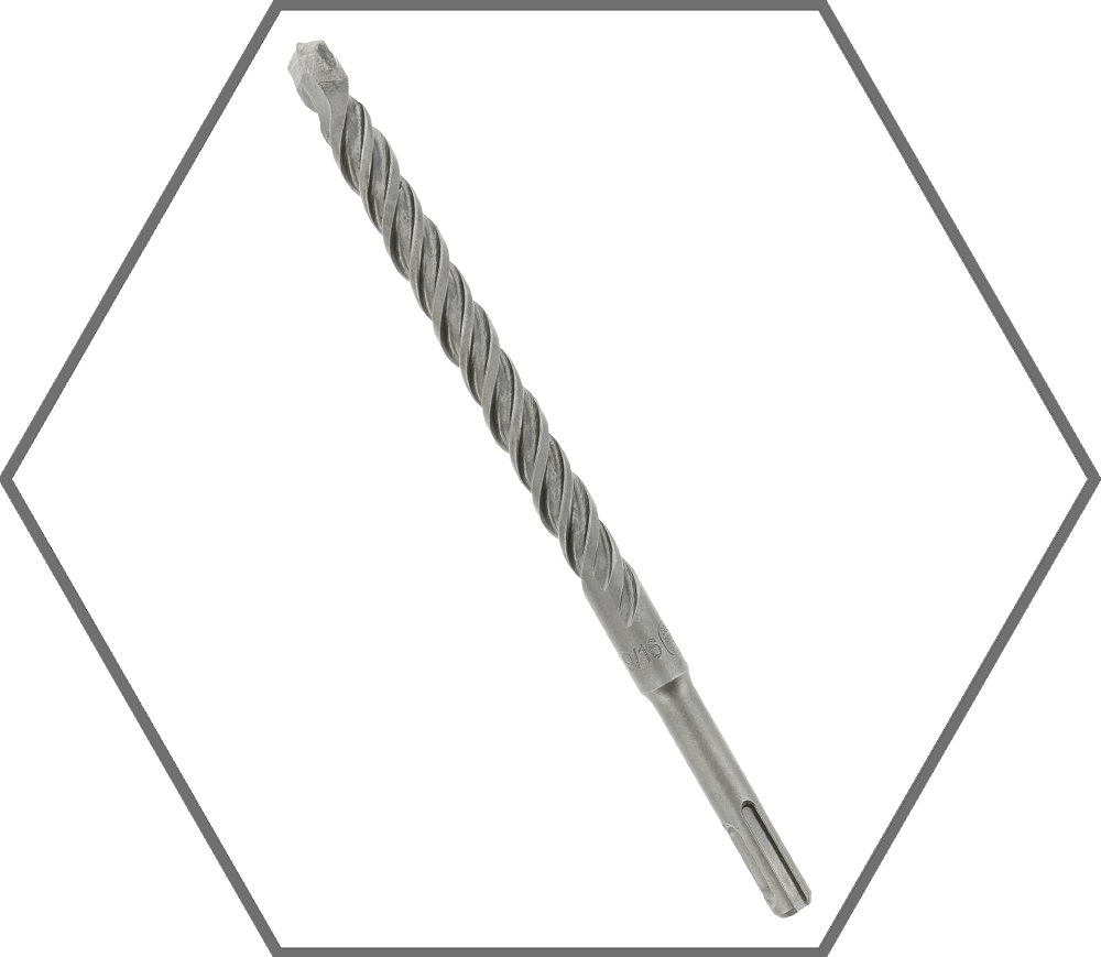 9/16" x 6" x 8" SDS-Plus 2-Cutter Full Carbide Tipped Hammer Drill Bit