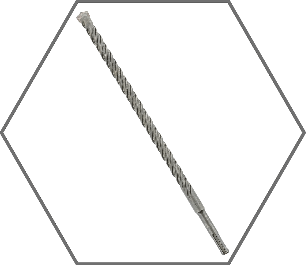 9/16" x 10" x 12" SDS-Plus 2-Cutter Full Carbide Tipped Hammer Drill Bit