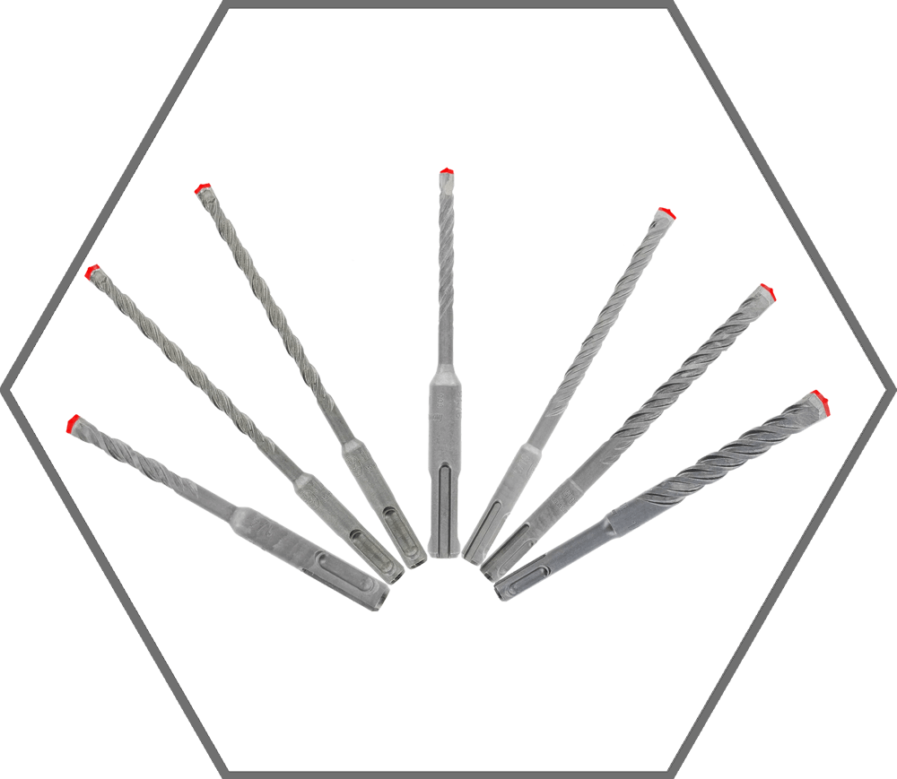 7pc Rebar Demon SDS-Plus 4-Cutter Full Carbide Head Hammer Bit Set