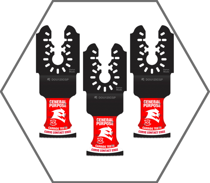 1-1/4" Universal Fit Carbide Oscillating Blades for General Purpose Cuts (3-Pack)