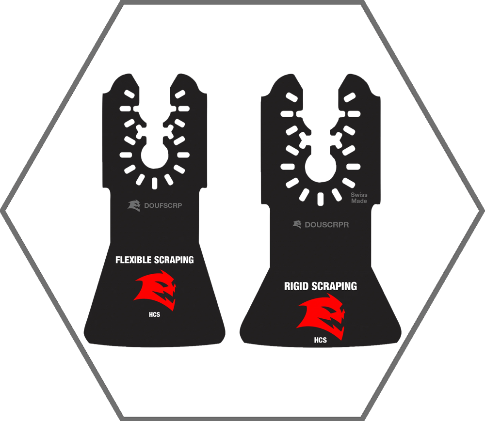2" Universal Fit High Carbon Steel Oscillating Flexible Scraper for Adhesive Removal (2-Pack)