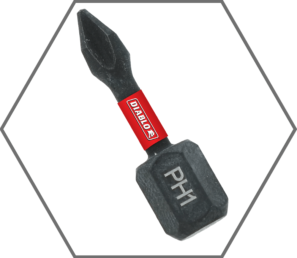 #1 x 1"L Phillips Insert Bit (5-Pack)