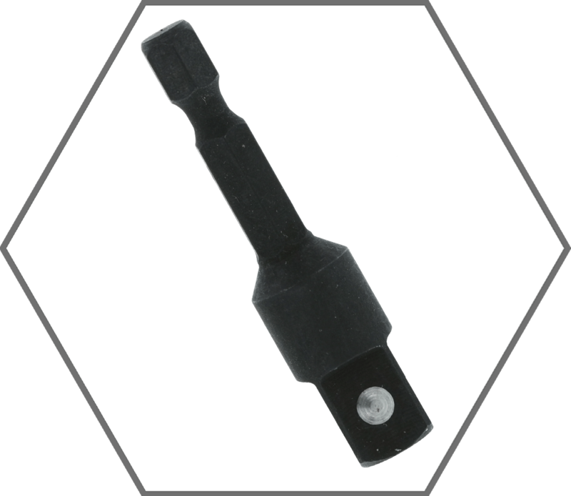 1/4" Square to 1/4" Hex x 2"L Socket Adapter