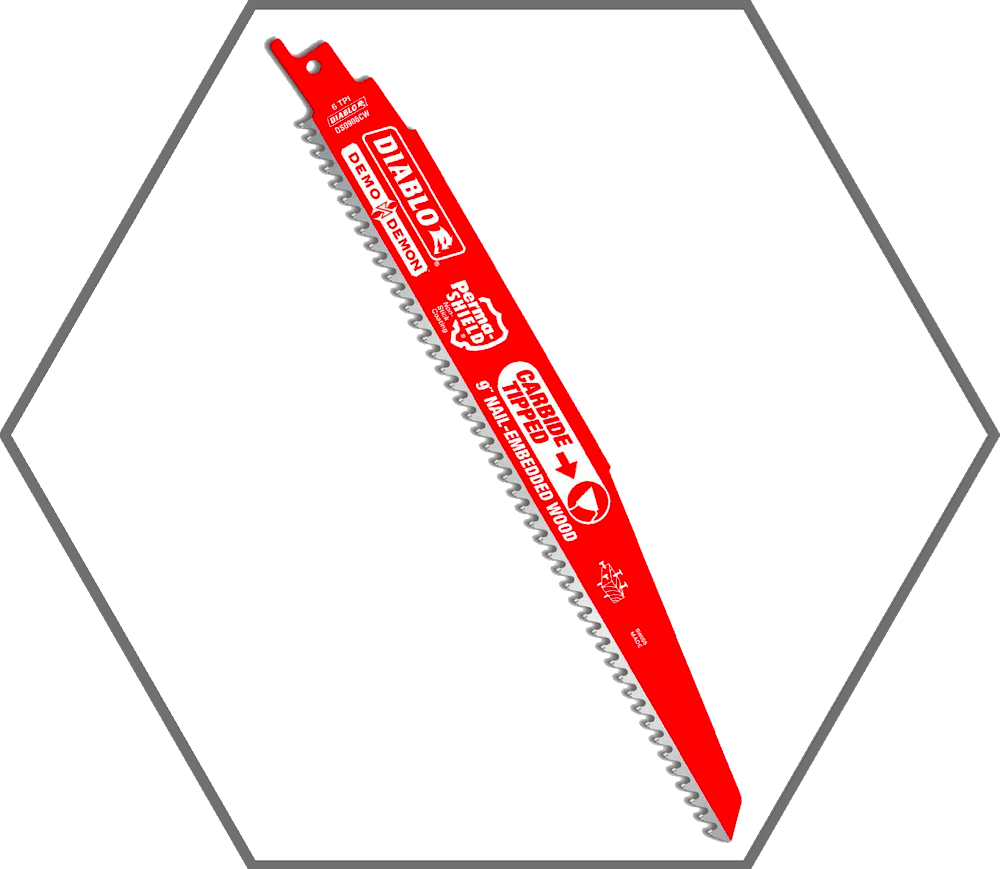 9" x 5/7 TPI Reciprocating Saw Blade, Nail-Embedded Wood