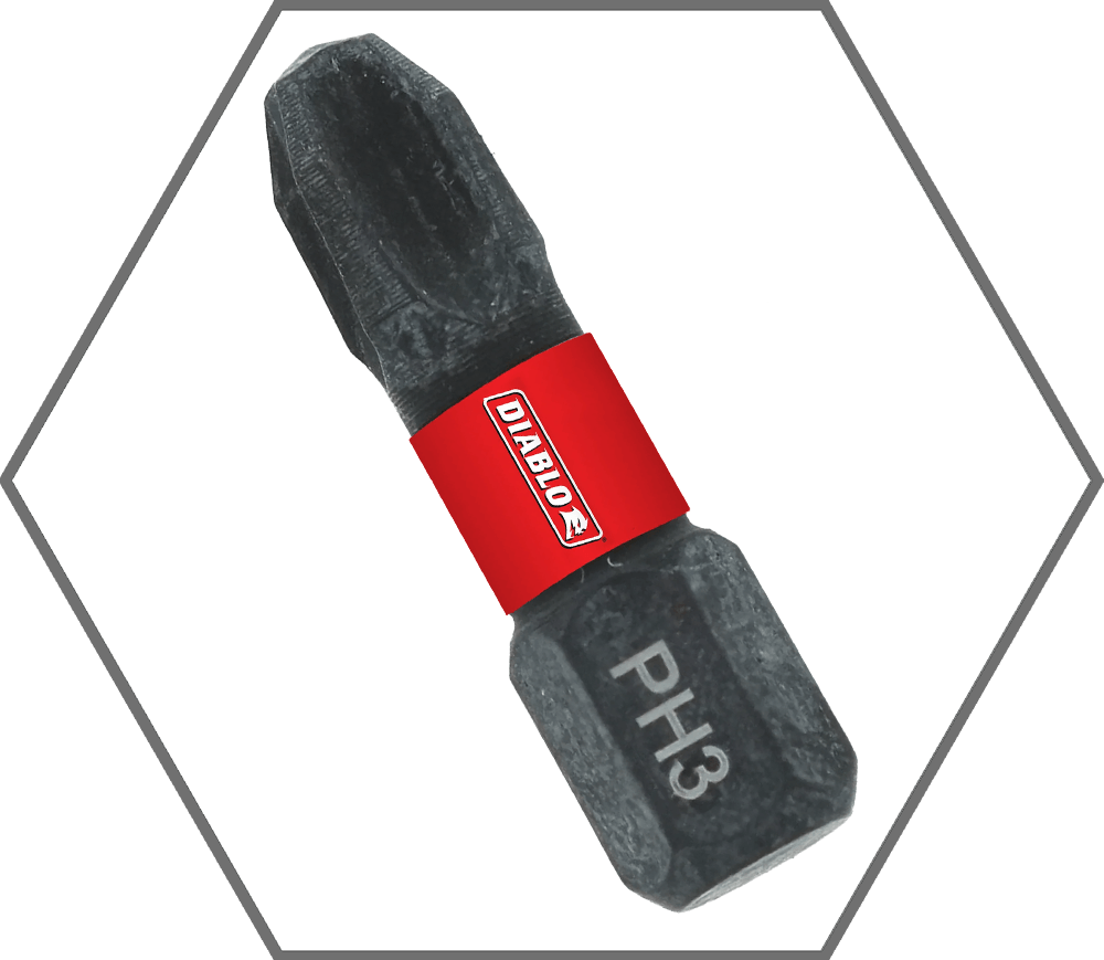 #3 x 1"L Phillips Insert Bit (5-Pack)