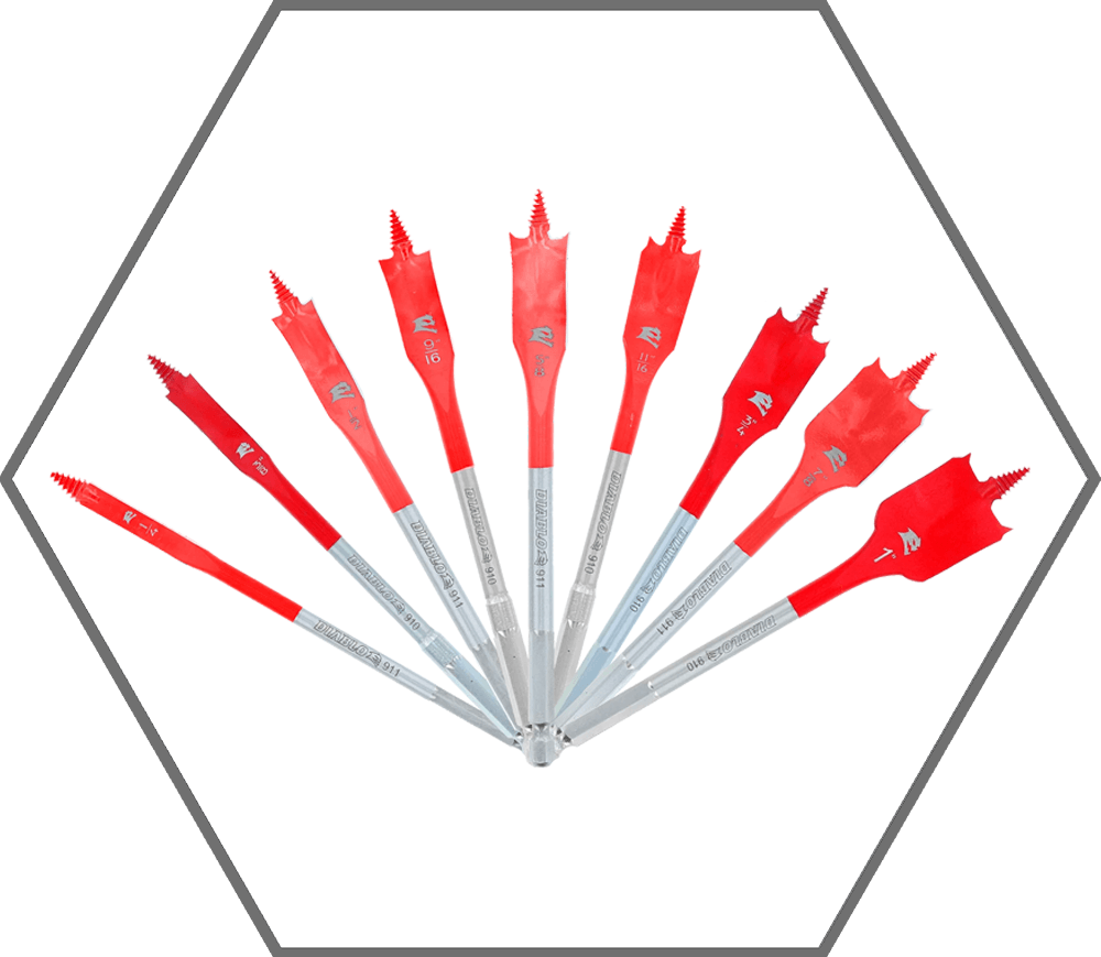 1/4", 3/8", 1/2", 9/16", 5/8", 11/16", 3/4", 7/8" & 1" SPEEDemon Spade Bit Set (9-Pack)