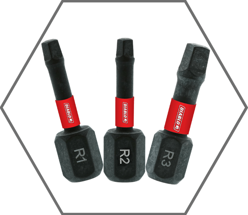 1"L Square Insert Bit: #1, #2 and #3 Assorted Pack (3-Pack)