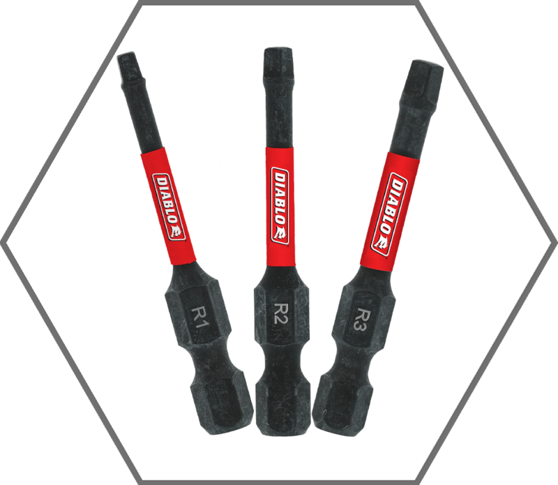 2"L Square Insert Bit: #1, #2 and #3 Assorted Pack (3-Pack)