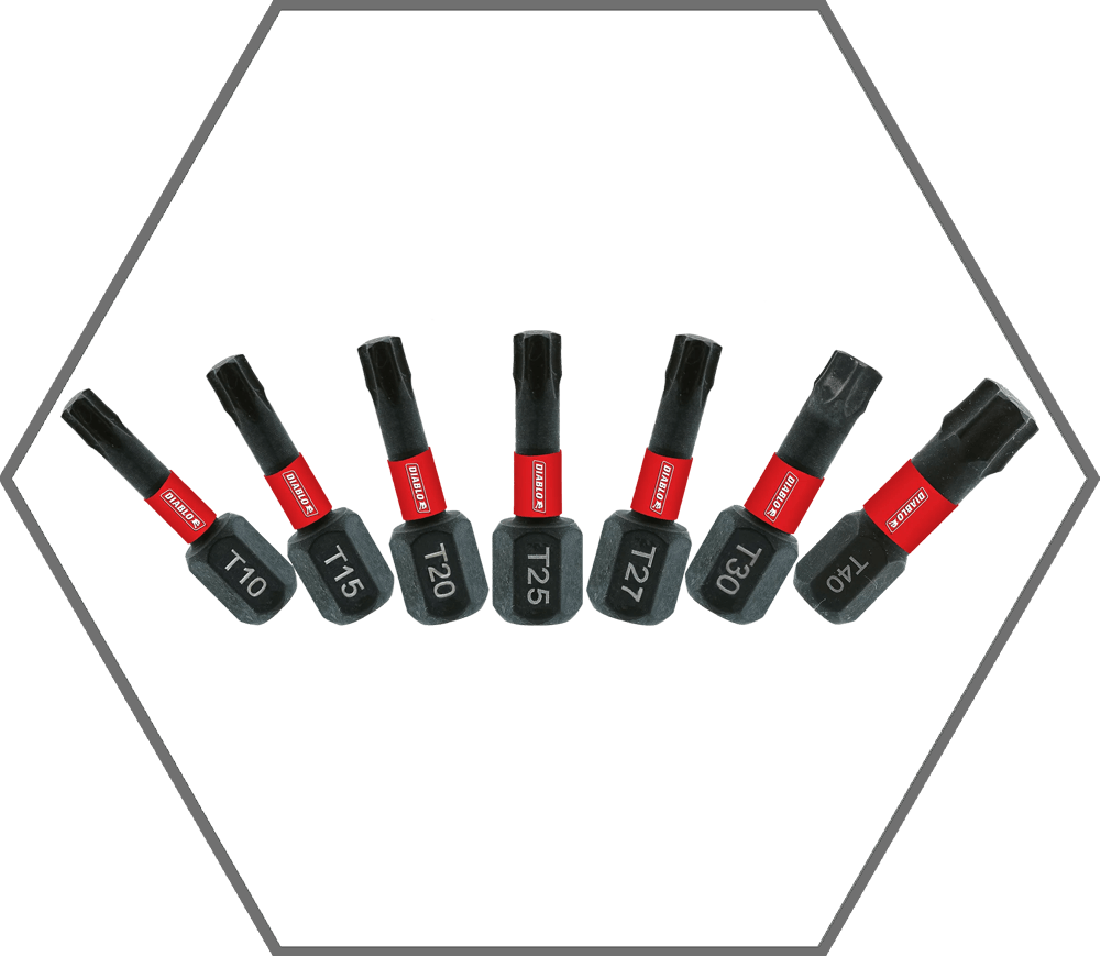 1"L Torx Security Insert Bit: #10, #15, #20, #25, #27, #30 & #40 Assorted (7-Pack)