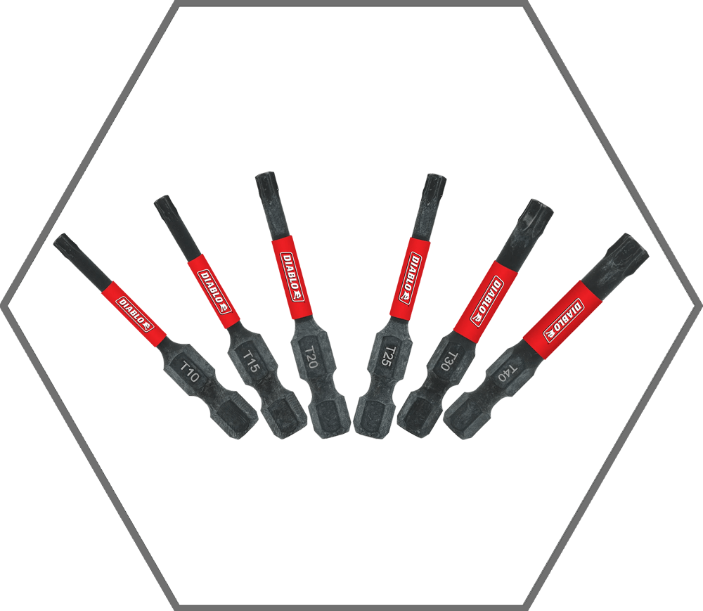 2"L Torx Insert Bit: #10, #15, #20, #25, #30 & #40 Assorted (6-Pack)