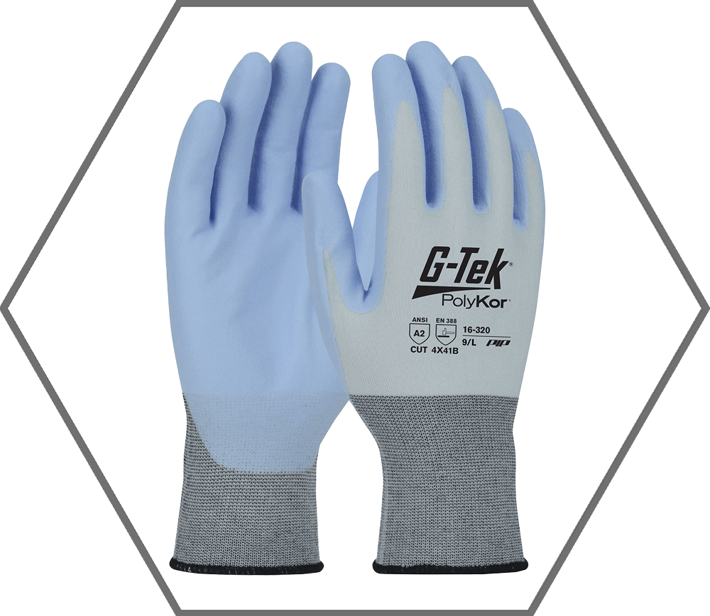 M Size 8 Blue G-Tek PolyKor Neofoam Coated Palm & Fingers- Touchscreen Compatible
