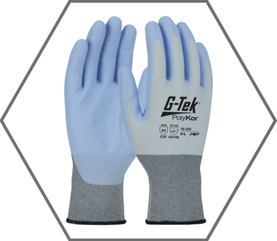 M Size 8 Blue G-Tek PolyKor Neofoam Coated Palm & Fingers- Touchscreen Compatible