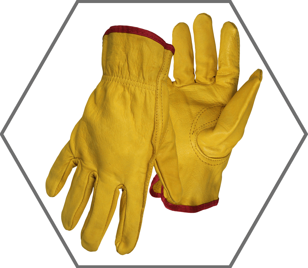 Regular Grade Gold Cowhide Leather Drivers Glove - Keystone Thumb