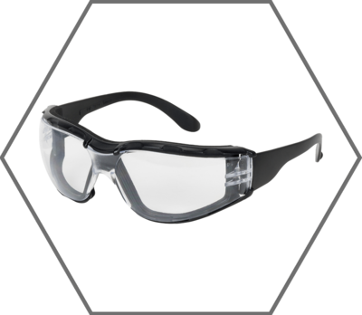 Black Frame Clear Lens Zenon Z12 Foam Padded Anti-Fog Safety Glasses