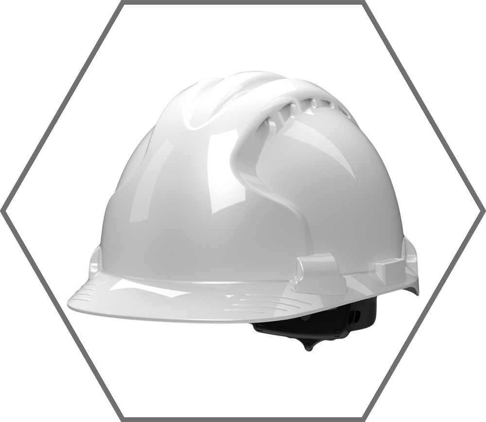 White MK8 Evolution ANSI Type II Class E Ratchet Suspension Deluxe Slotted Cap Style Hard Hat