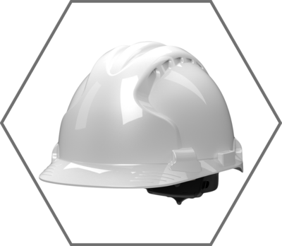 White MK8 Evolution ANSI Type II Class E Ratchet Suspension Deluxe Slotted Cap Style Hard Hat