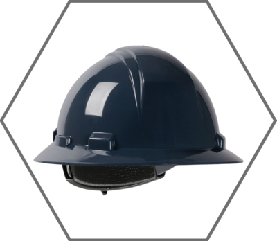 Kilimanjaro Navy Blue Full Brim Hard Hat with HDPE Shell, 4-Point Textile Suspension and Wheel Ratchet Adjustment