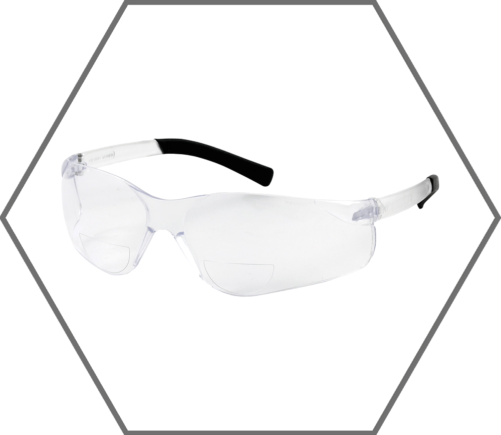 Clear Frame Clear Bifocal +1.5 Lens Zenon Z13 Reader Rubber Temple Safety Glasses