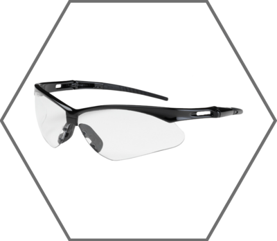 Black Frame Clear Lens Anser Anti-Fog Soft Nose Adjustable Temples Safety Glasses