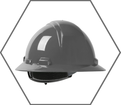 Kilimanjaro Dark Gray Full Brim Hard Hat with HDPE Shell, 4-Point Textile Suspension and Wheel Ratchet Adjustment