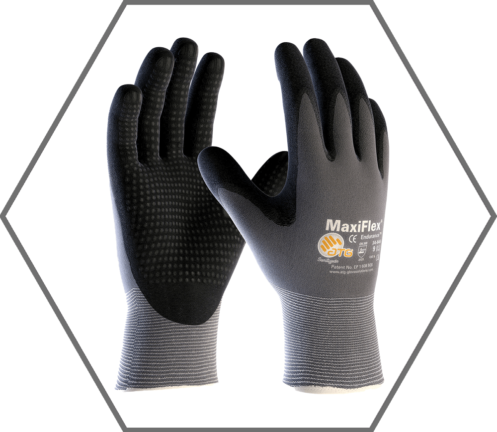 XL Maxiflex Black Micro-Foam Coated Dotted Palm & Finger Tips Gray Nylon Shell Knit Wrist Glove