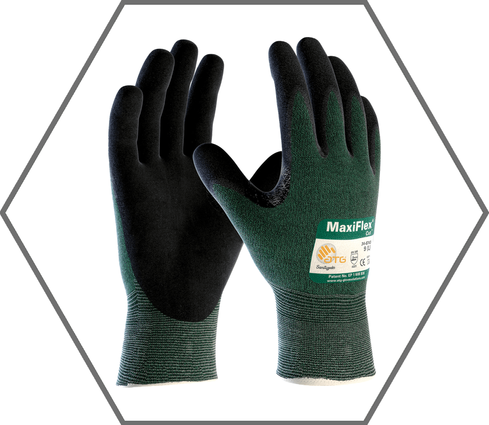 Small Maxiflex Cut Nitrile Coated Palm and Finger MicroFoam Grip Green Knit Wrist Glove