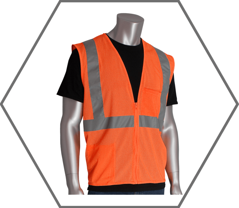 2XL Hi-Vis Orange Class 2 Polyester Mesh Zipper Front 2-Pocket Safety Vest