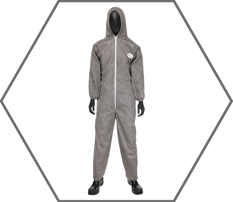 L Posi-Wear M3 Gray Coverall w/ Attached Hood, Elastic Wrists & Ankles