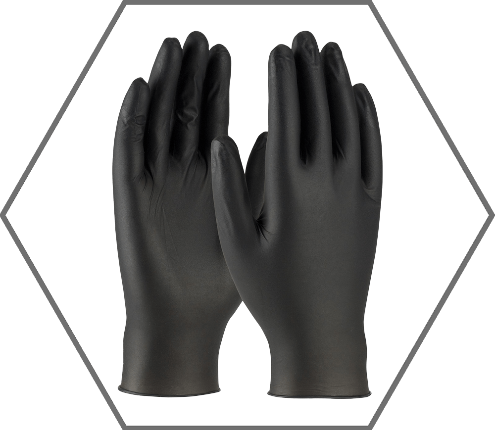 Large 4mil Black Nitrile Ambi-dex Axle Textured Powder-Free Disposable Gloves 100Ct