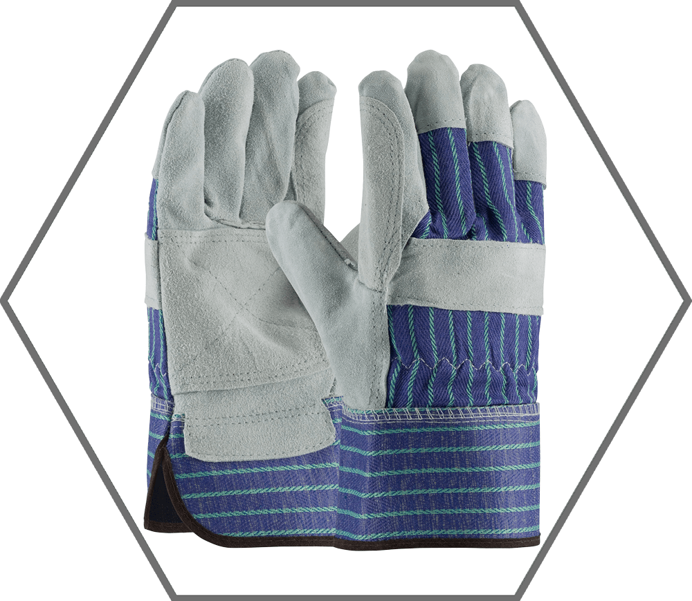 Lrg Select A/B Grade Shoulder Split Cowhide Leather Double Palm Rubberized Cuff Glove