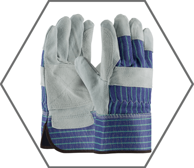 Lrg Select A/B Grade Shoulder Split Cowhide Leather Double Palm Rubberized Cuff Glove