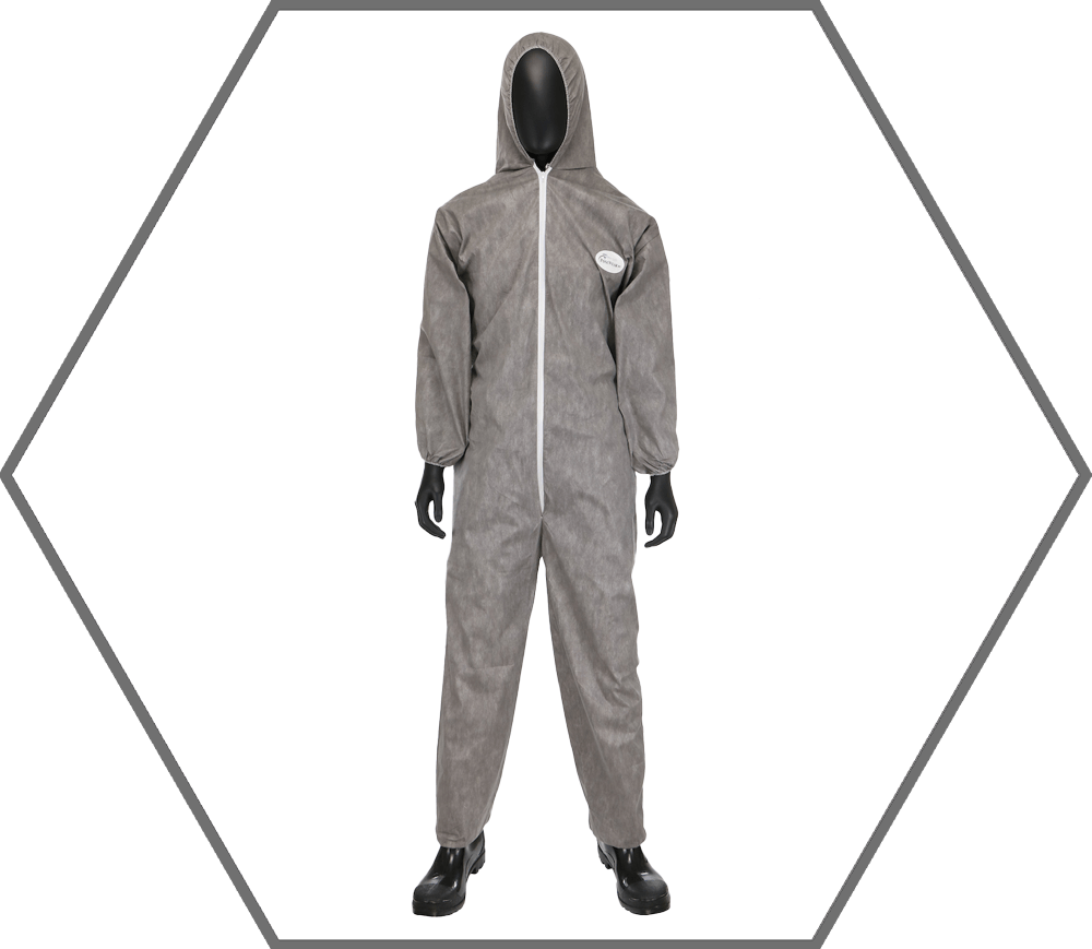 2XL Posi-Wear M3 Gray Coverall w/ Attached Hood, Elastic Wrists & Ankles