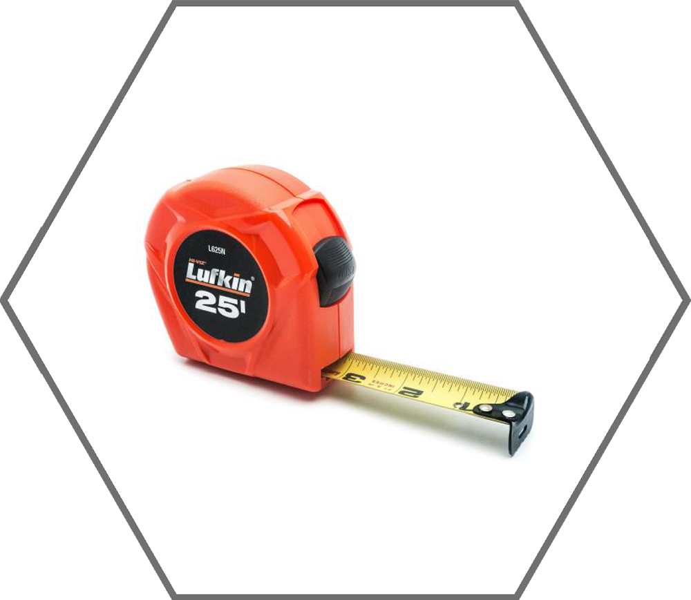 1" x 25ft Hi-Viz Orange Yellow Clad Power Return Tape Measure