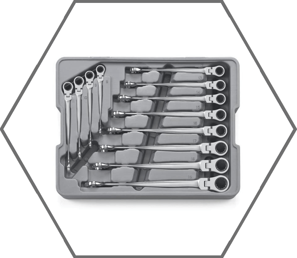 12pc 8mm-19mm 12pt GearWrench XL X-Beam Flex Head Metric Ratcheting Combination Wrench Set