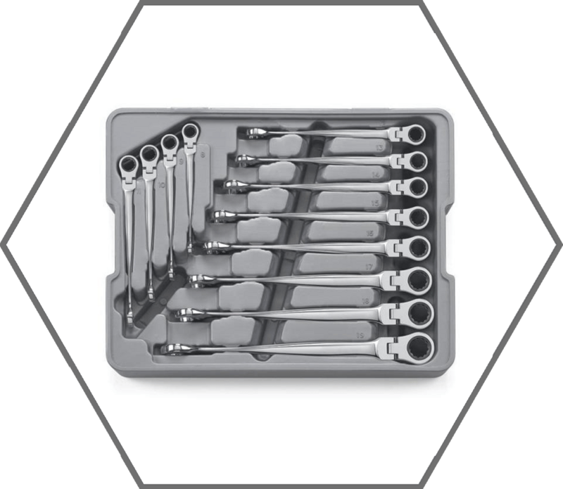 12pc 8mm-19mm 12pt GearWrench XL X-Beam Flex Head Metric Ratcheting Combination Wrench Set