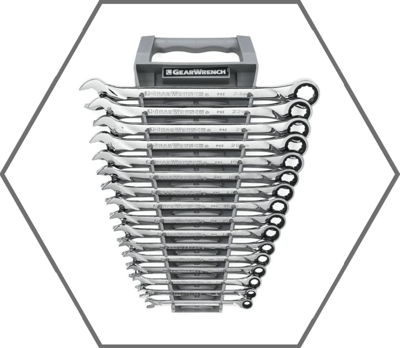 16pc 8mm-24mm 12pt GearWrench XL 72 Tooth Metric Ratcheting Combination Wrench Set