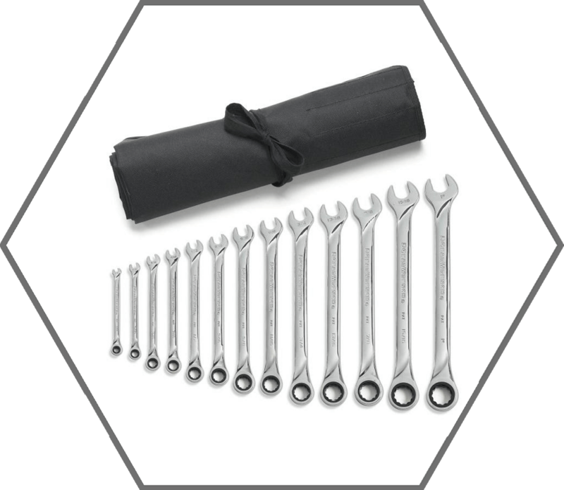 13pc 1/4"-1" 12pt GearWrench XL 72 Tooth SAE Ratcheting Combination Wrench Set w/Tool Roll
