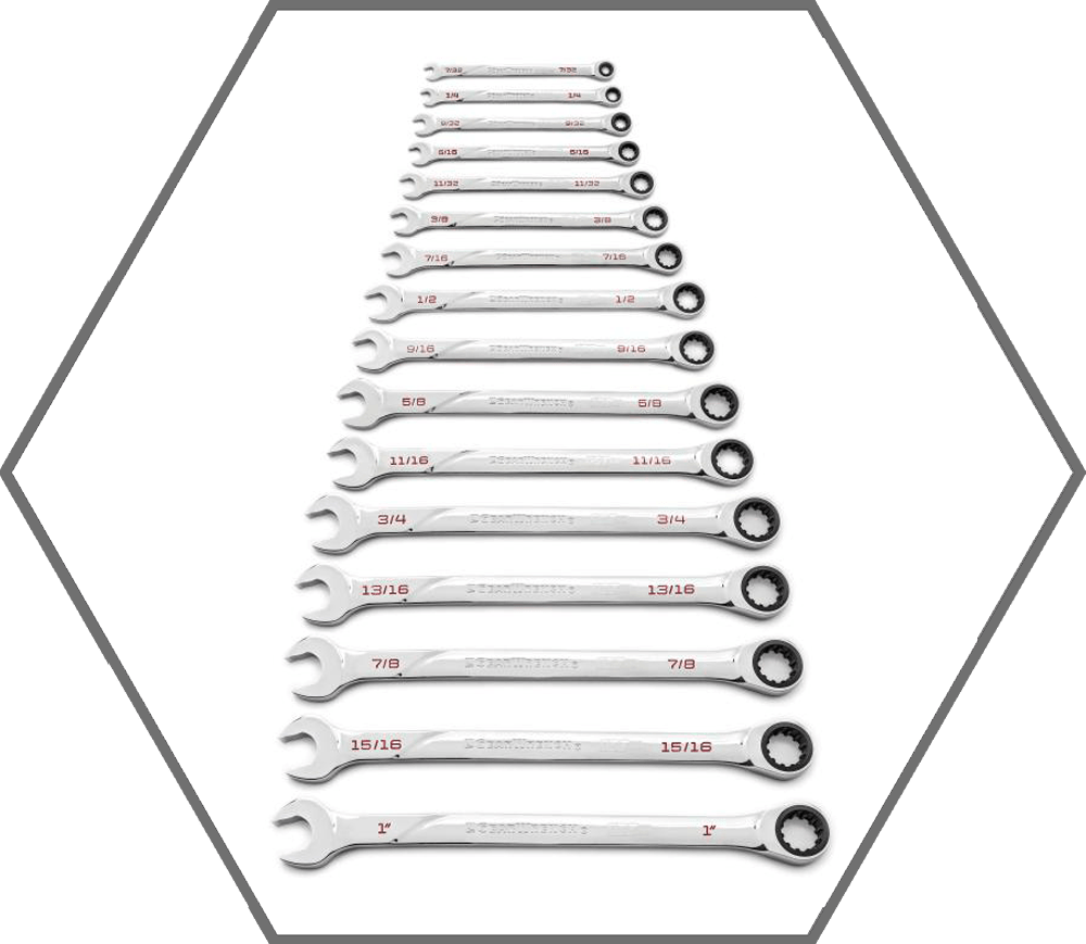 16pc 7/32"-1" Universal Spline GearWrench 120XP SAE Ratcheting Combination Wrench Set