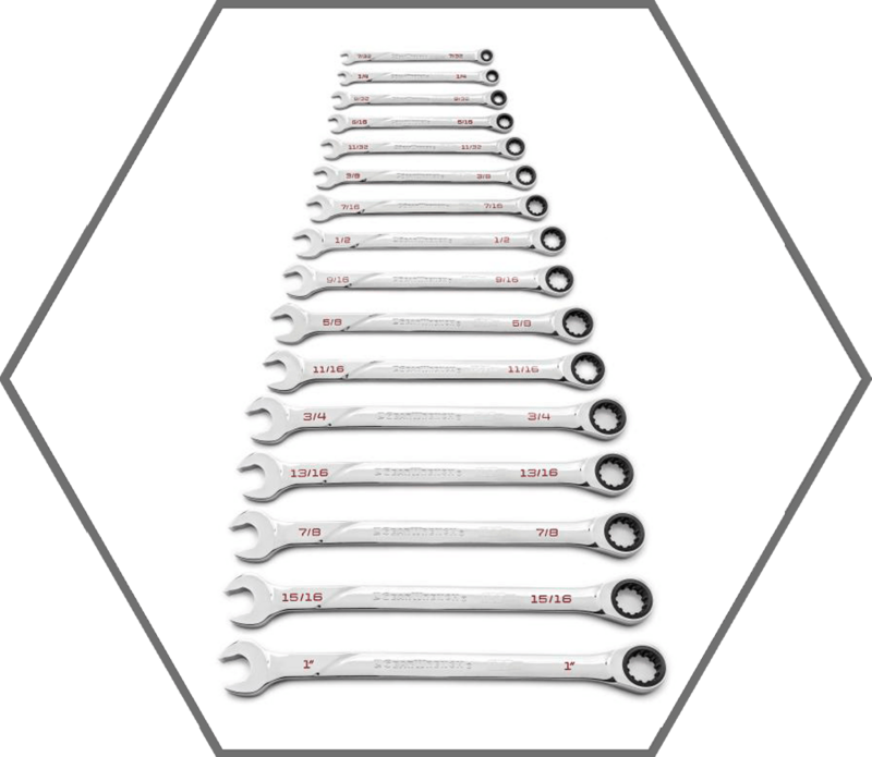 16pc 7/32"-1" Universal Spline GearWrench 120XP SAE Ratcheting Combination Wrench Set