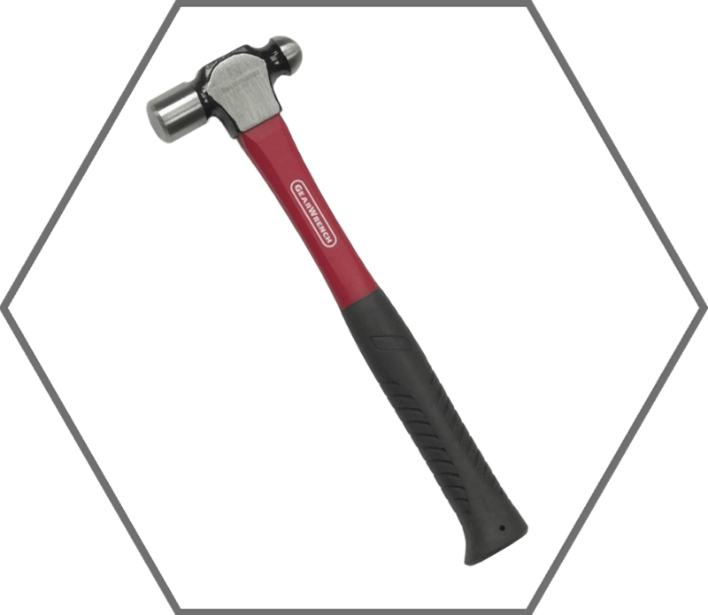 24oz GearWrench Polished Head Cushion Grip Fiberglass Handle Ball Pein Hammer