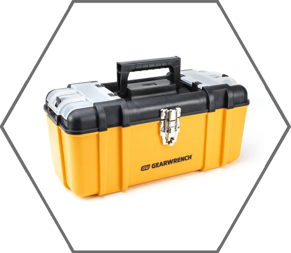 16-1/2"L x 7-3/4"W x 8-1/2"H GearWrench Red Plastic Tool Box with Tote Tray
